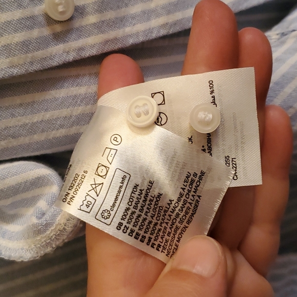 H&M blue and white white stripe button down shirt blouse - Picture 7 of 11